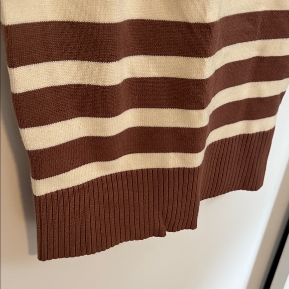 Striped Brown and Cream Turtleneck Dress - Picture 7 of 7